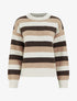 Pull droit rayé à col rond - Beige - 1