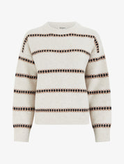 Pull droit à rayures fantaisies - Beige - 1