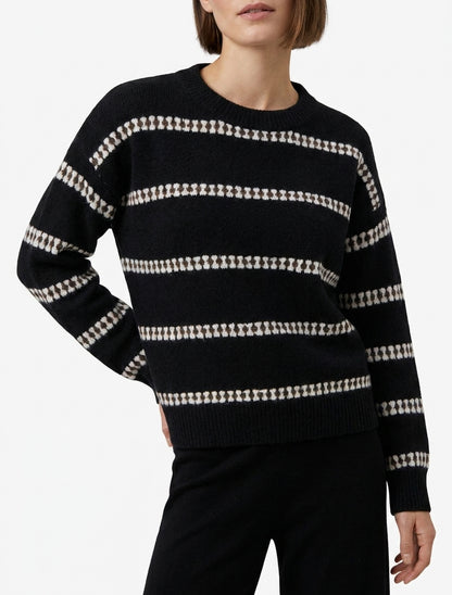 Jersey recto con rayas de fantasía - Negro