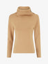 Pull fin côtelé à col roulé boutonné - Camel - 1