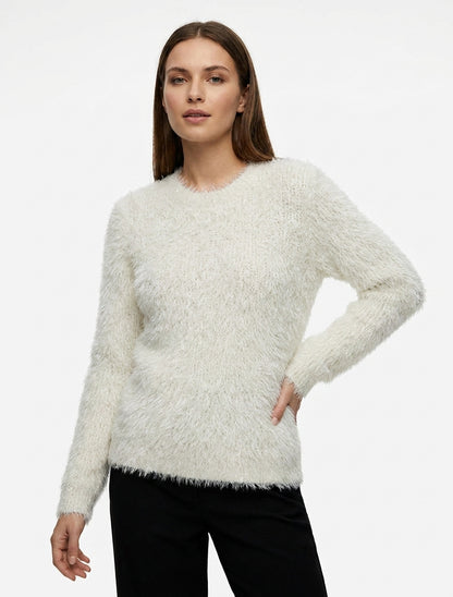 Jersey liso afelpado con detalle irisado - Crudo