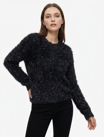 Jersey liso afelpado con detalle irisado - Negro