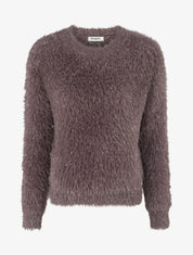 Pull uni duveteux à détail irisé - Marron - 1