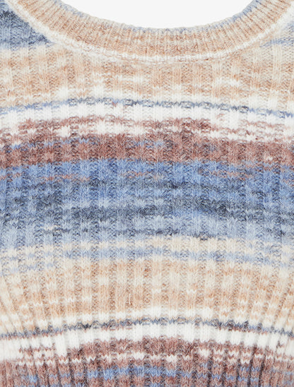 Pull coloré à manches à revers - Bleu - 3
