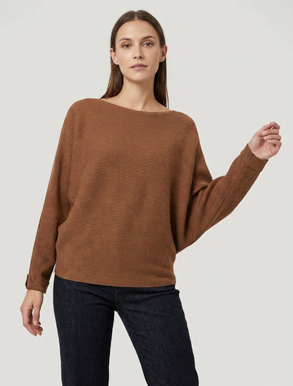 Jersey de canalé con mangas largas - Camello