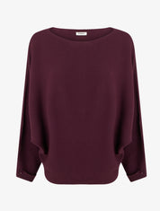 Pull côtelé à manches longues - Lie de vin - 1