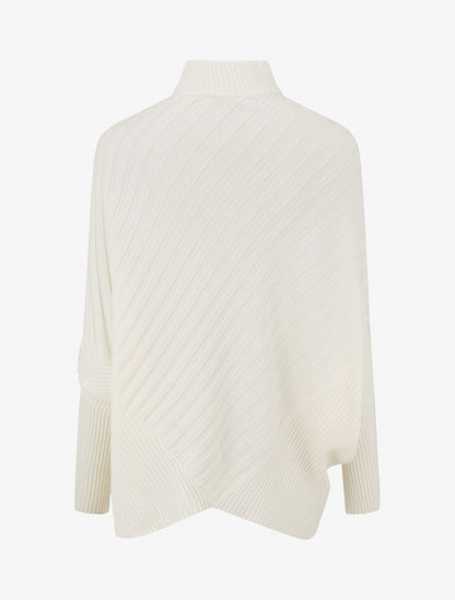 Pull overzise asymétrique à col montant - Crème - 2