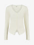 Pull côtelé à fils irisés et dentelle - Blanc - 1