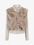Veste côtelée à empiècement fourrure synthétique - Beige - 1