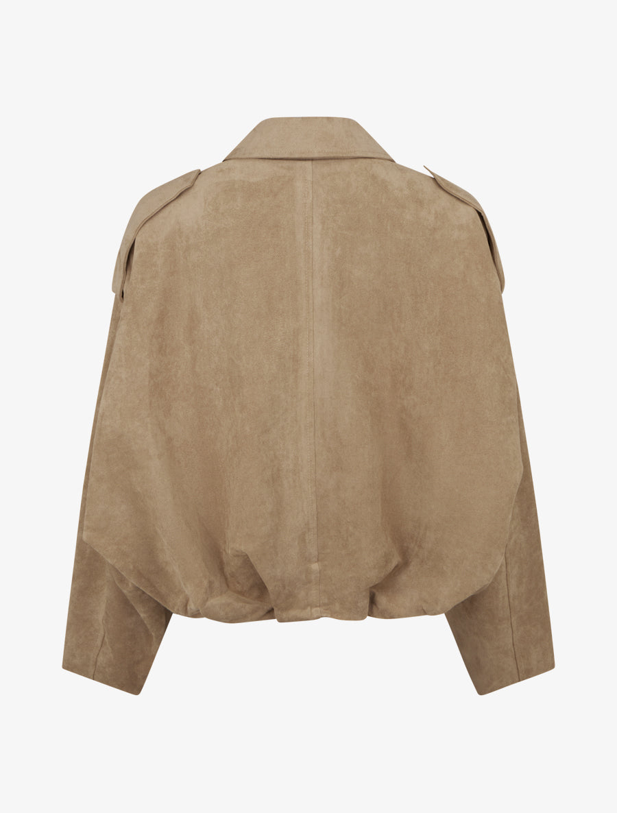 Bomber uni effet daim - Taupe - 2