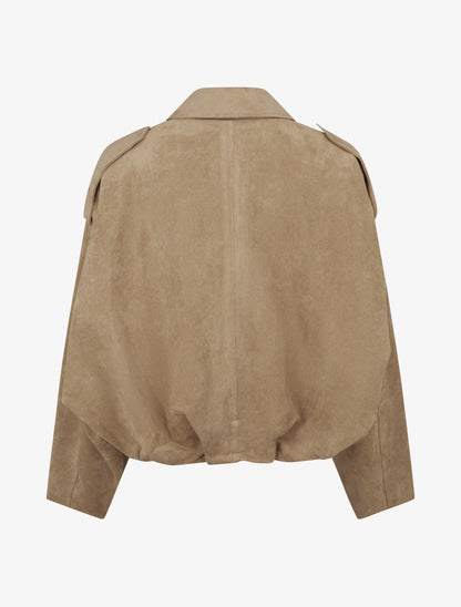 Bomber uni effet daim - Taupe - 2