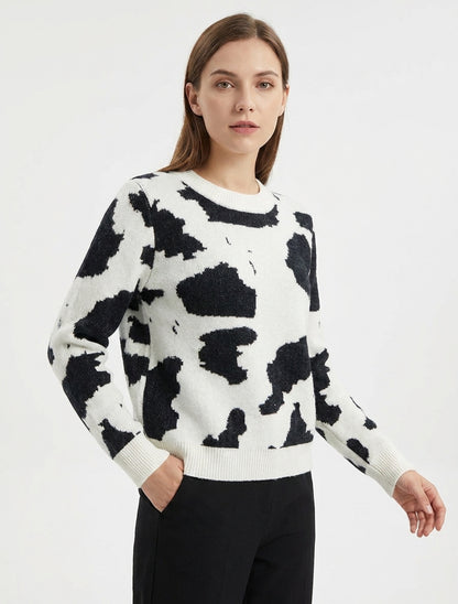 Jersey de punto estampado de vaca - Blanco