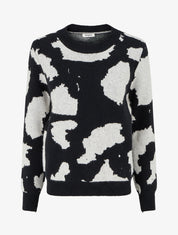Pull en maille imprimé vache - Gris - 1