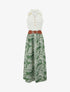 Robe longue à boutons fantaisies et imprimé feuilles - Vert - 1