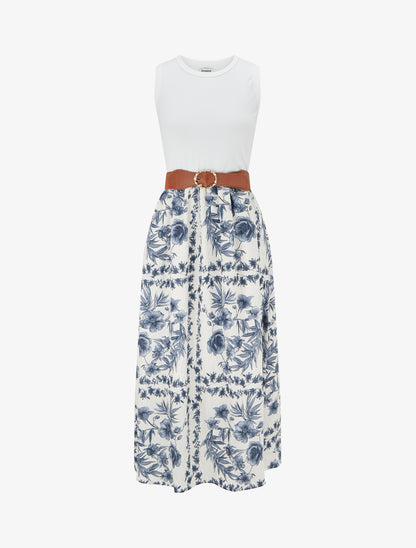 Robe imprimé floral à poches - Bleu - 1