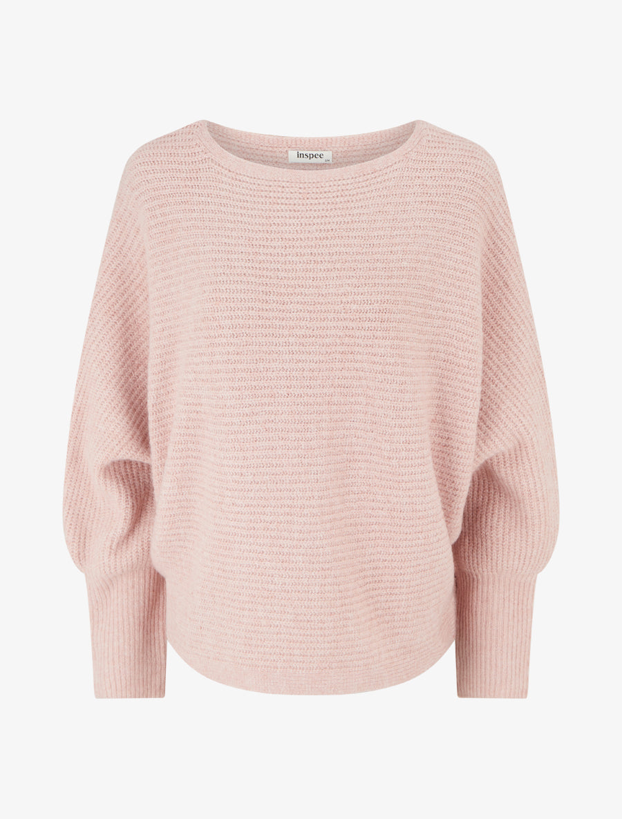 Pull en maille à manches longues chauves-souris - Rose - 1