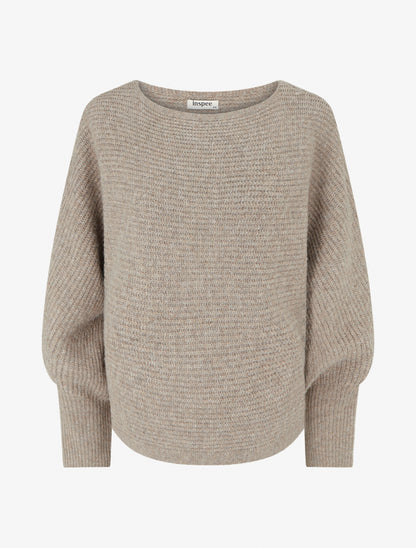 Pull en maille à manches longues chauves-souris - Taupe - 1