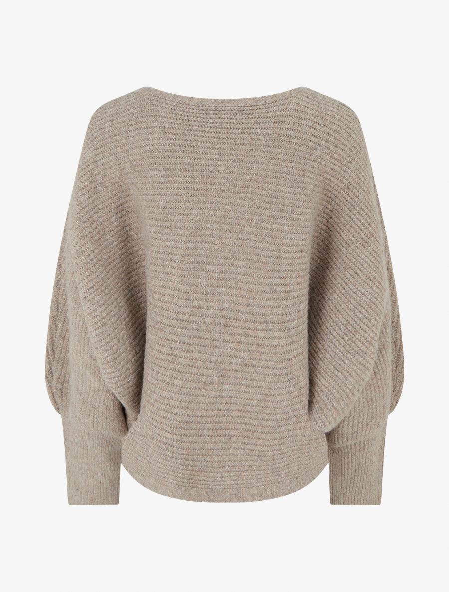 Pull en maille à manches longues chauves-souris - Taupe - 2