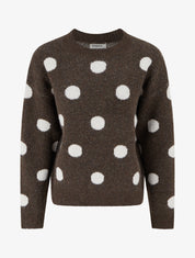 Pull en maille à pois - Marron - 1