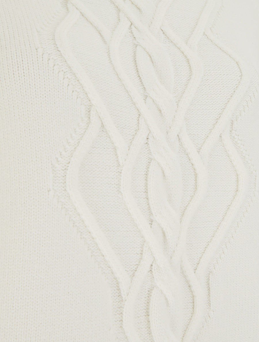 Pull droit à col montant en maille effet torsadé - Écru - 3
