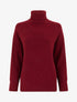 Pull ample à col roulé en maille quadrillée - Bordeaux - 1