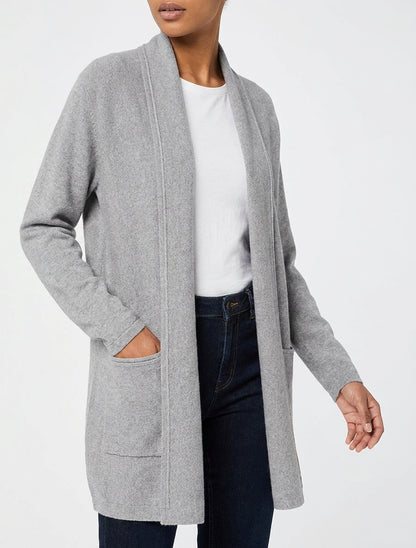 Chaleco de longitud media con cuello chal - Gris