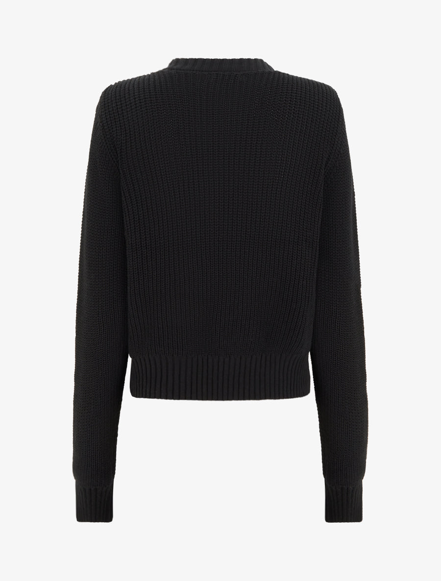Pull en coton à macramé style floral - Noir - 2