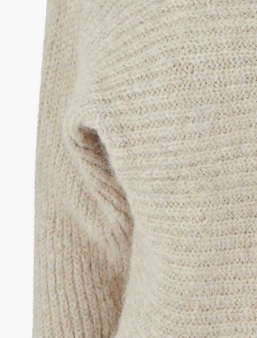 Pull en laine mélangée irisé à col roulé - Taupe - 3