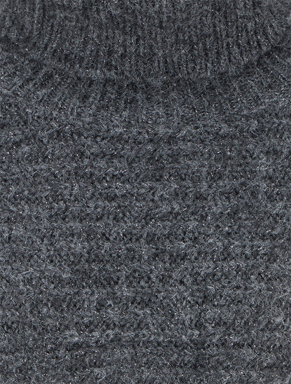 Pull en laine mélangée irisé à col roulé - Gris - 3