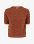 Pull droit manches courtes en maille duveteuse - Rouille - 1