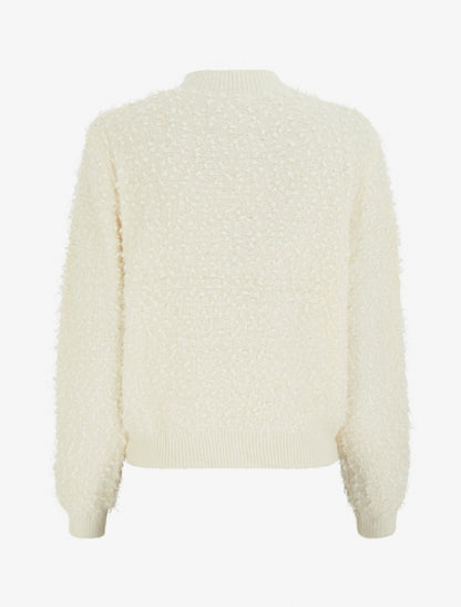 Pull droit en maille duveteuse irisée - Crème - 2