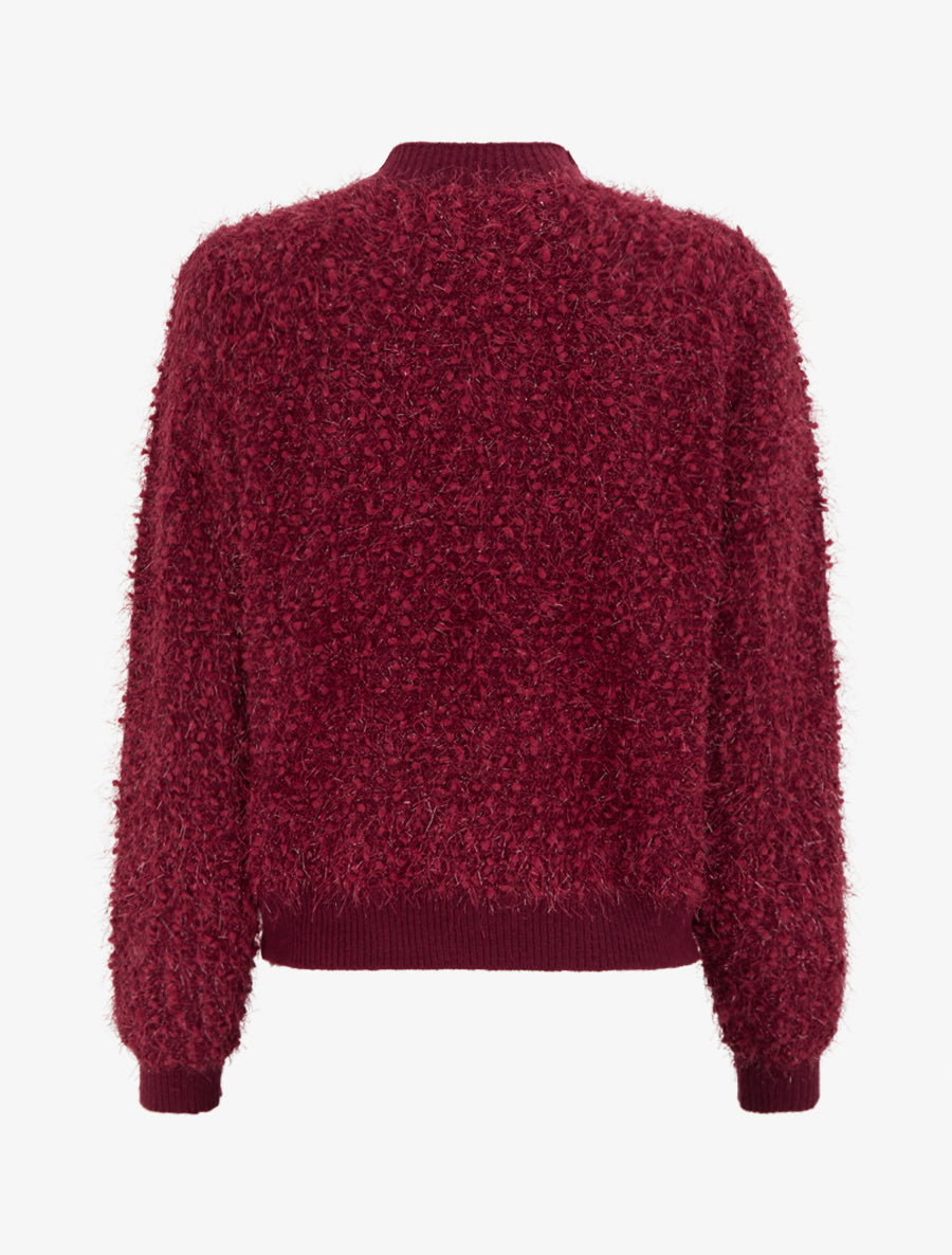 Pull droit en maille duveteuse irisée - Lie de vin - 2