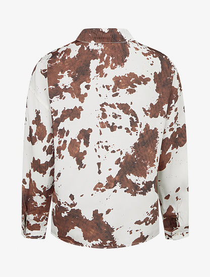Chemise fluide satinée imprimé vache - Marron - 2