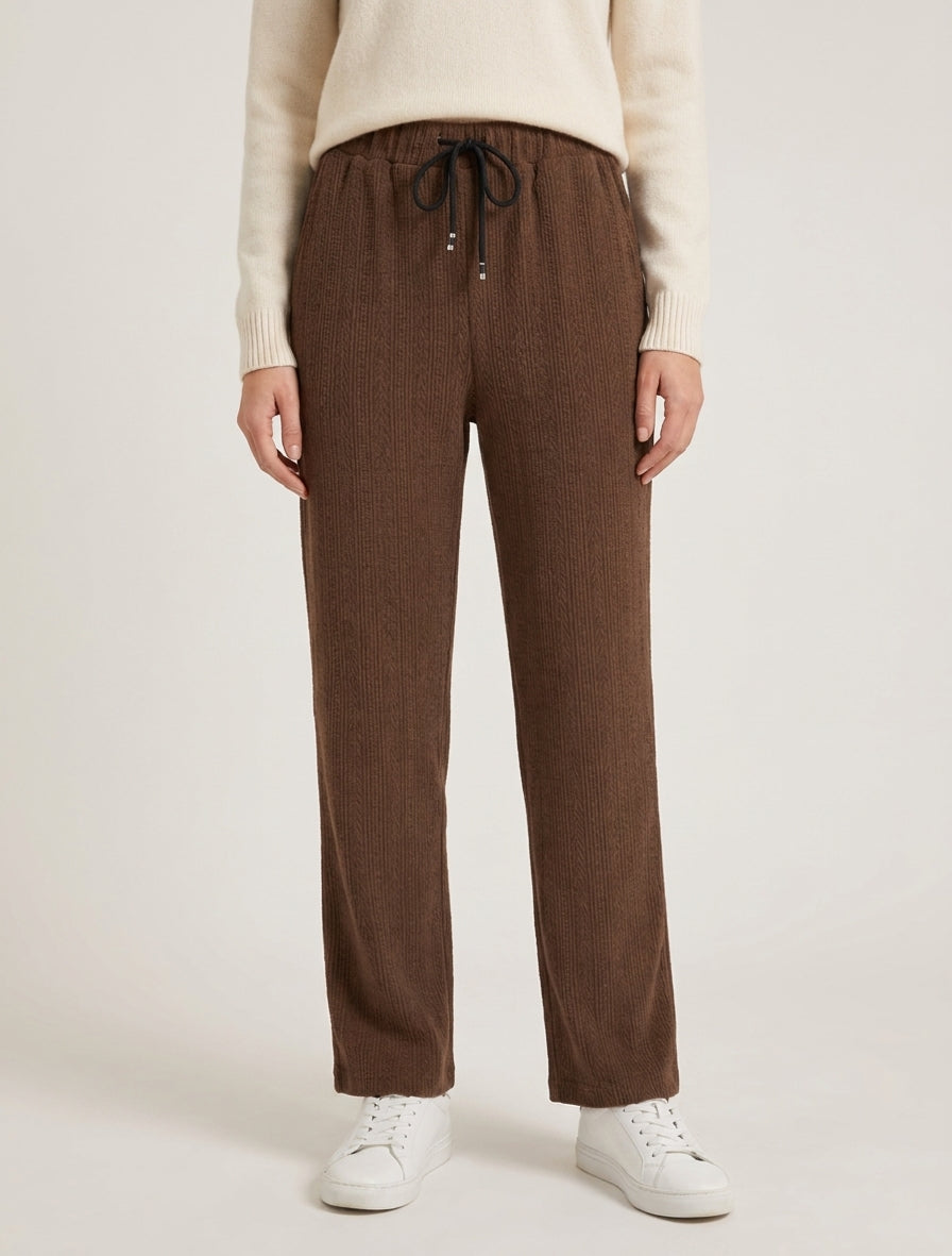 Pantalón recto de terciopelo estilo punto - Marrón