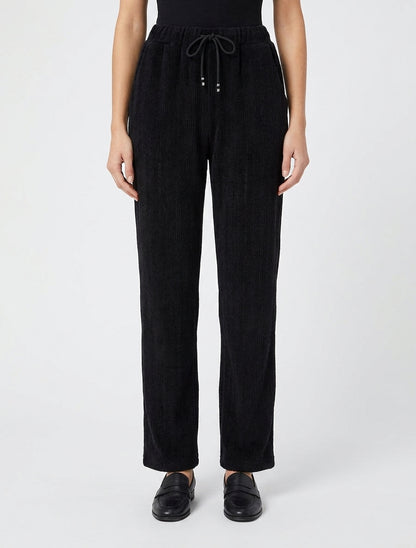 Pantalón recto de terciopelo estilo punto - Negro
