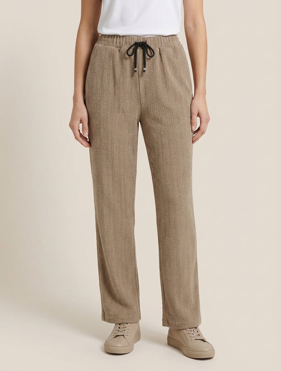 Pantalón recto de terciopelo estilo punto - Topo