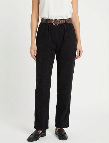 Pantalón recto de pana. - Negro