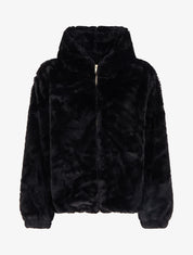 Blouson zippé en fourrure synthétique - Noir - 1