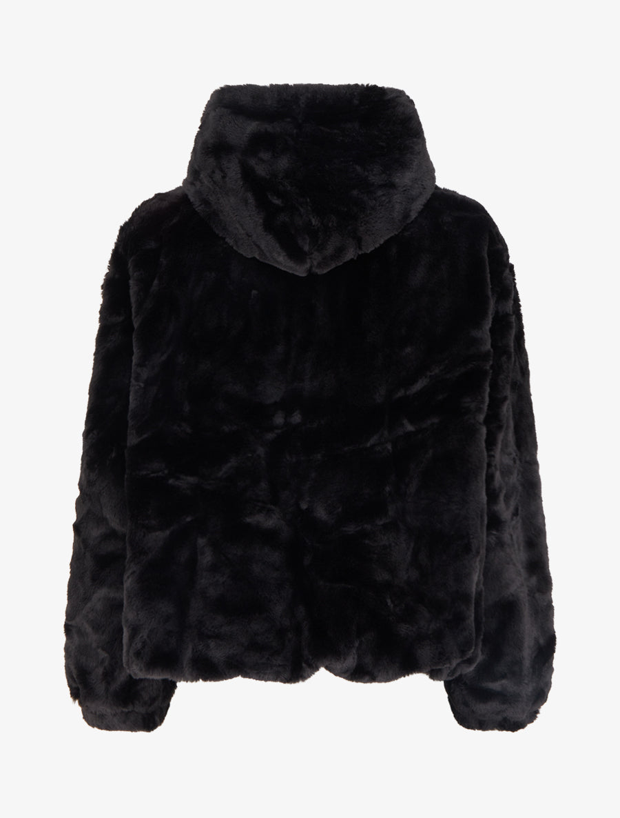 Blouson zippé en fourrure synthétique - Noir - 2