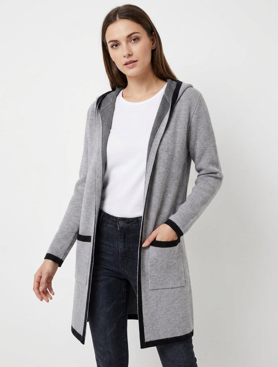 Chaleco abierto con capucha - Gris