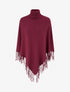 Poncho oversize à franges - Lie de vin - 1