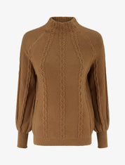 Pull uni à col montant - Camel - 1