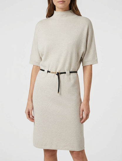 Vestido suéter recto y ceñido - Beis