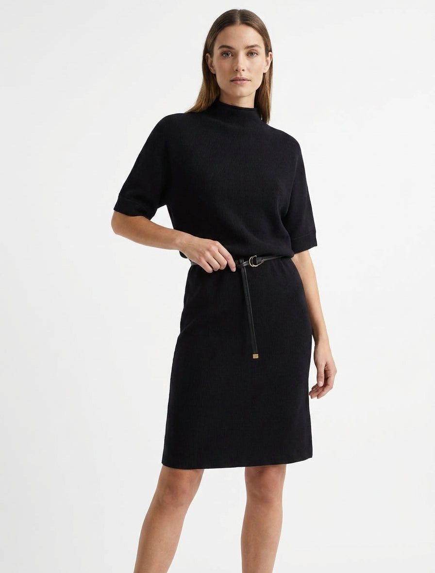 Vestido suéter recto y ceñido - Negro
