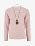 Pull droit en maille côtelée - Rose - 1