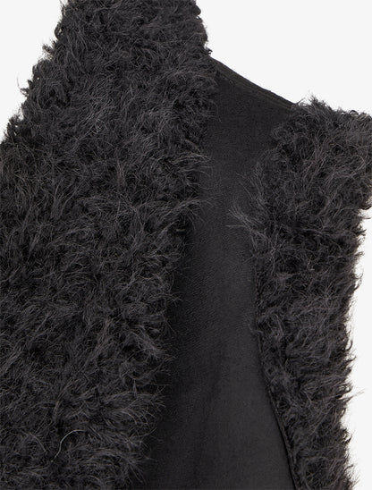 Veste sans manches effet daim - Noir - 3