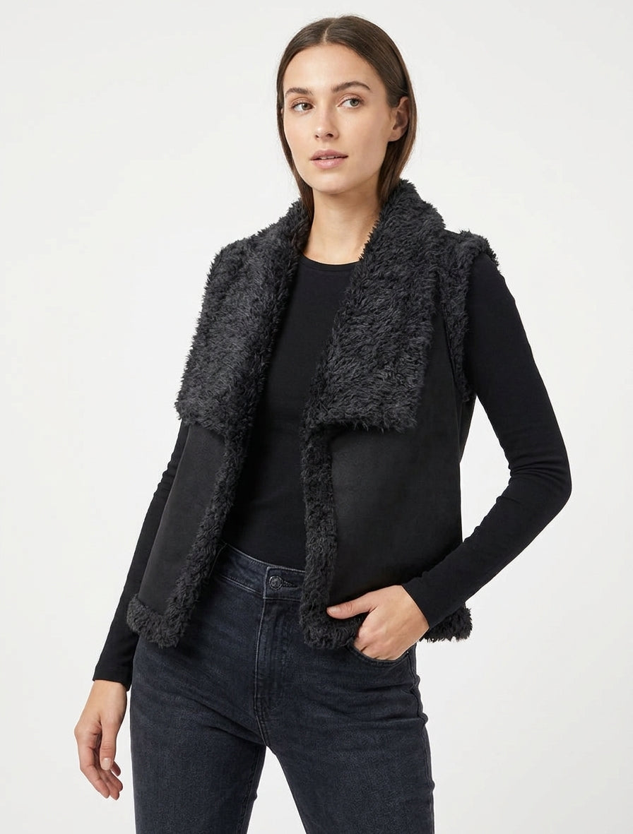 Chaleco efecto ante - Negro