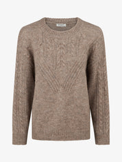 Pull droit en laine mélangée et col rond - Taupe - 1
