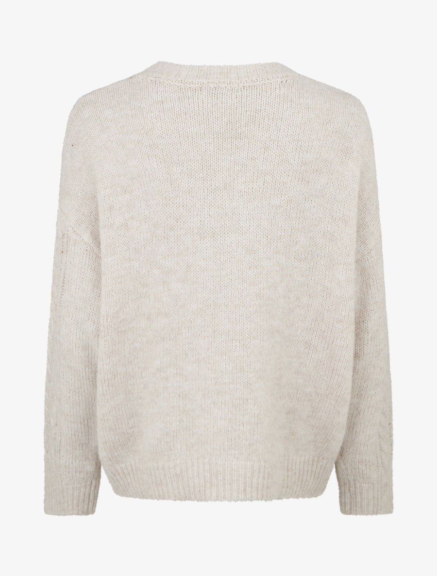 Pull droit en laine mélangée et col rond - Beige - 2