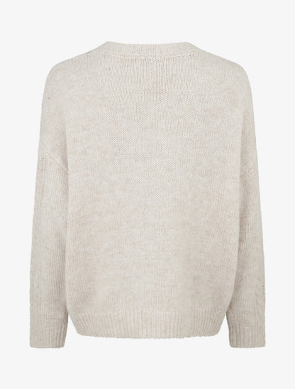 Pull droit en laine mélangée et col rond - Beige - 2